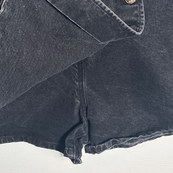 Zara Black Button Front Women's Jean Skort Small - Picture 5 of 8
